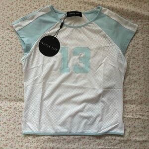 NWT y2k white fox jersey baby tee